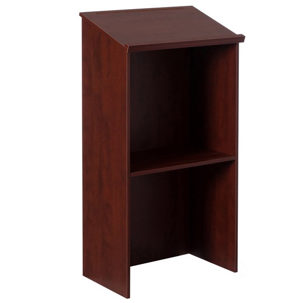 Basicwise Standing Floor Podium with Storage for Church, School, Office or Home, Cherry QI004421.CR